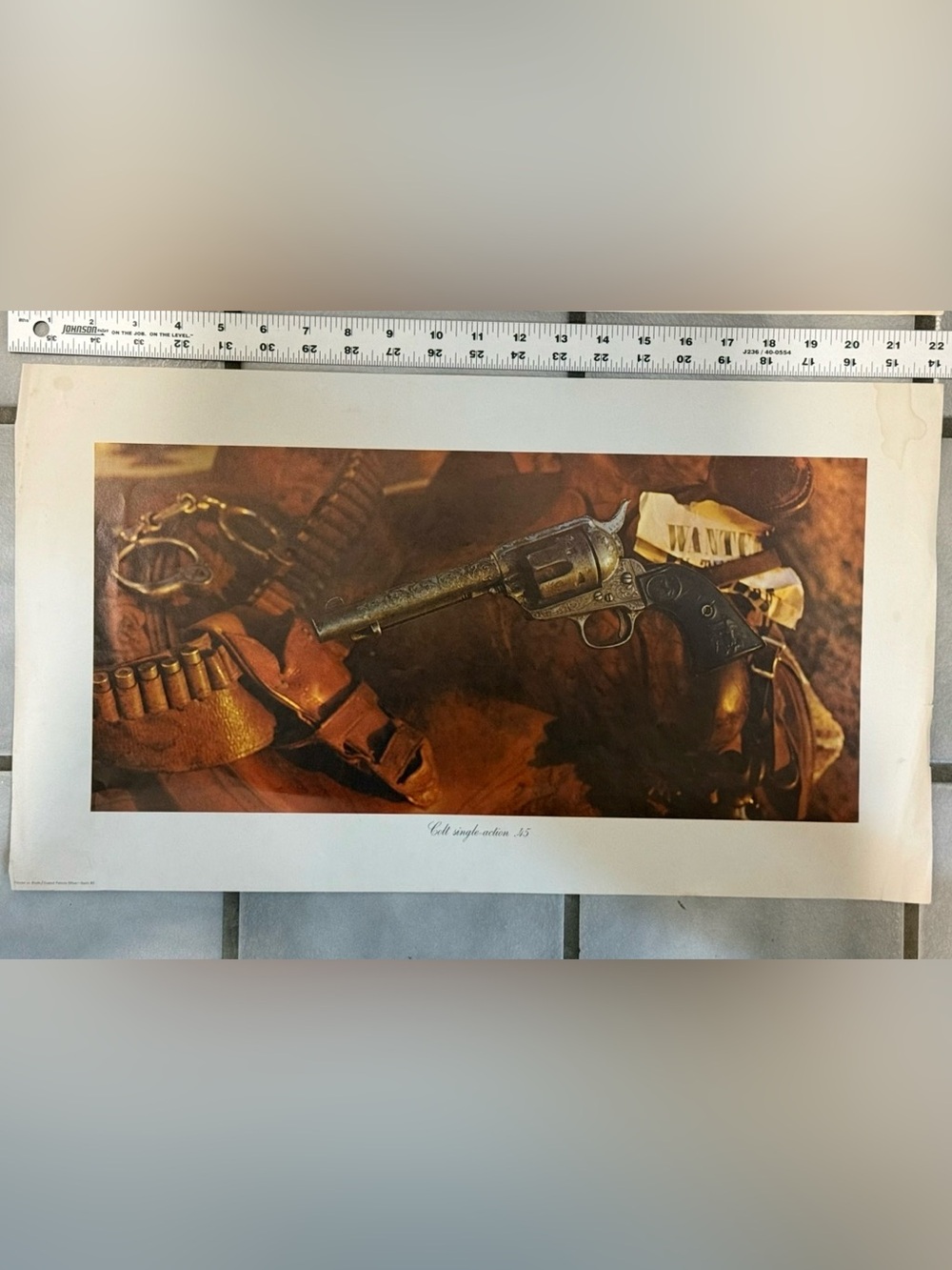 Vintage Colt Single-Action .45 Revolver Art Print – Western Decor Poster 12x22”